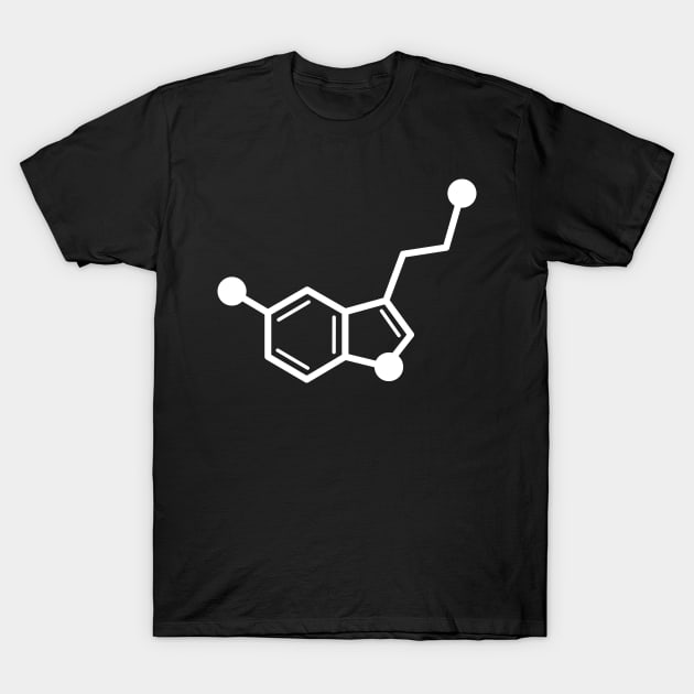 Serotonin Molecule White T-Shirt by dotsan